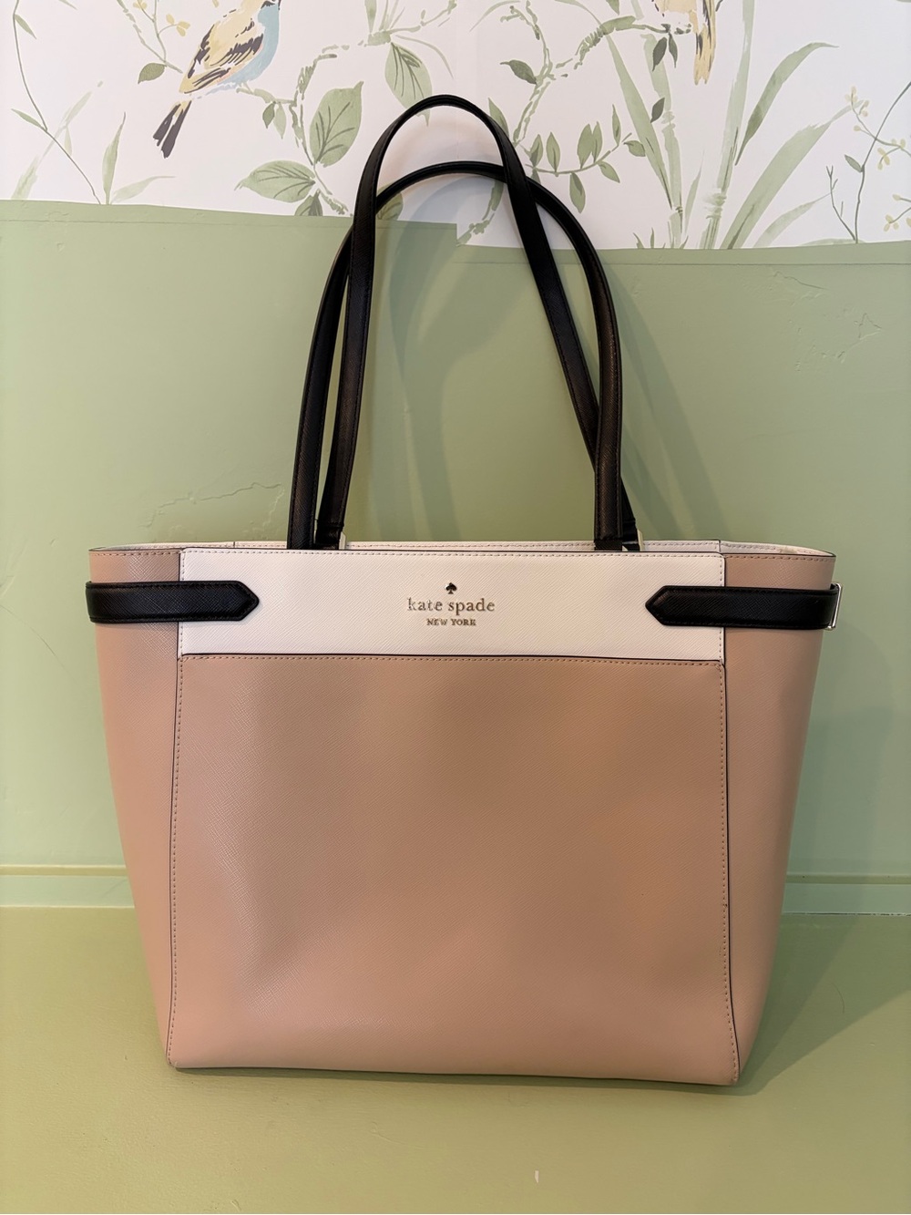 kate spade Tan Tote Bag with Black Handles